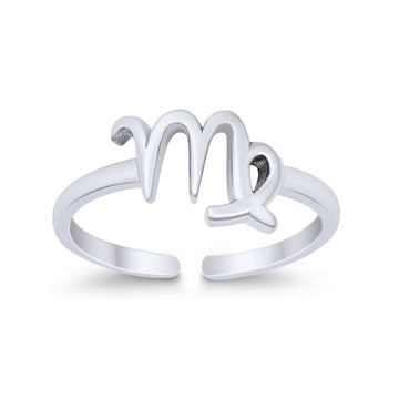 Virgo Zodiac Sign Toe Ring Adjustable Band 925 Sterling Silver (7mm)